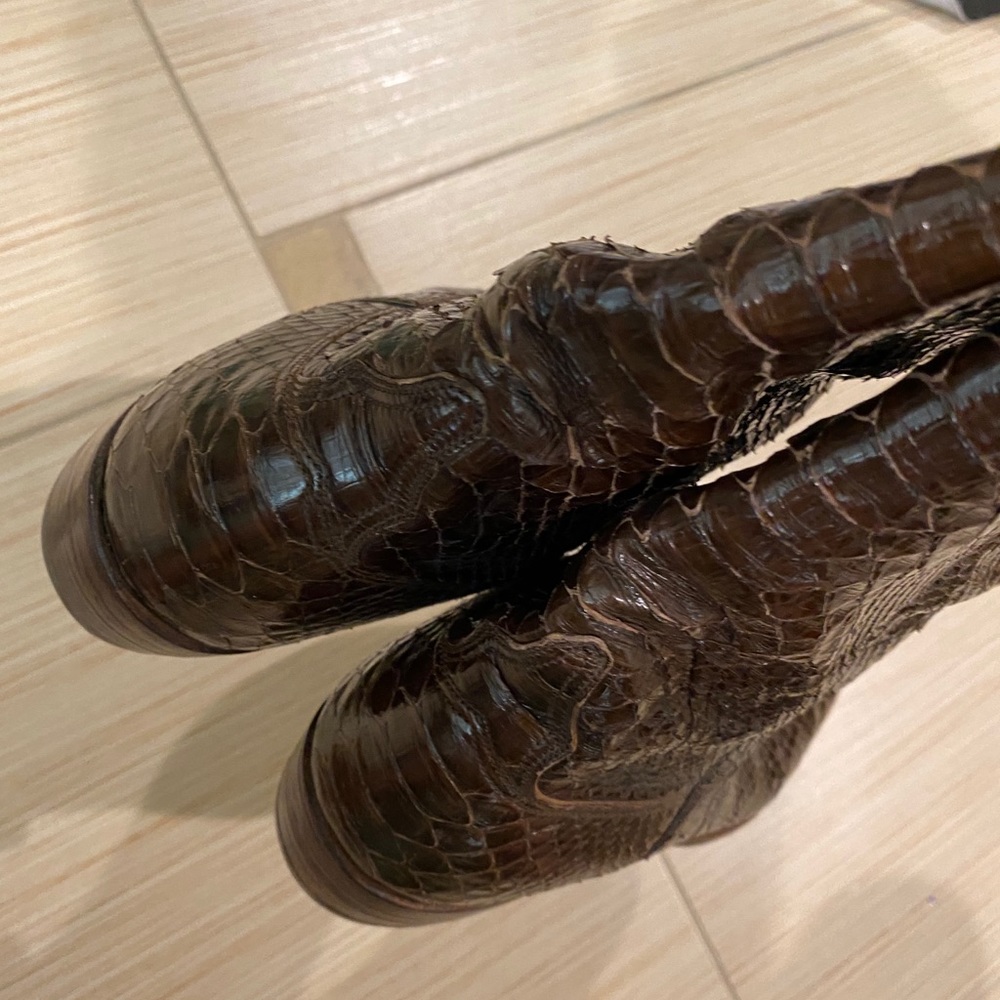 LUCCHESE ⭐ SAN ANTONIO ⭐ BROWN RARE EXOTIC SKIN BOOTS Vintage - Picture 4 of 11